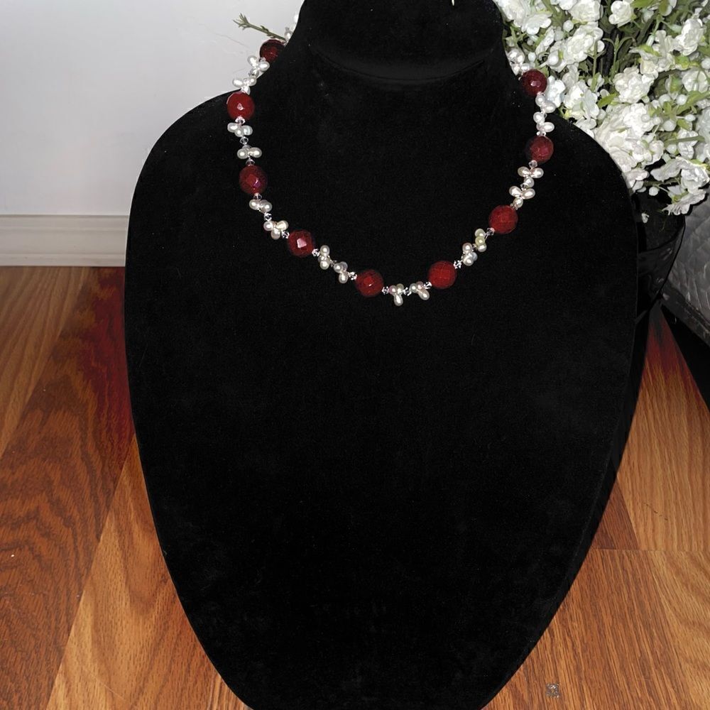 Genuine Pearl and Glass Bead Necklace